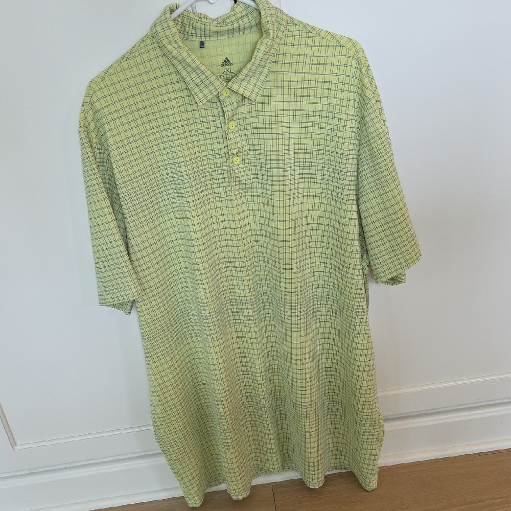 Adidas Green Polo Shirt with Checkered Design